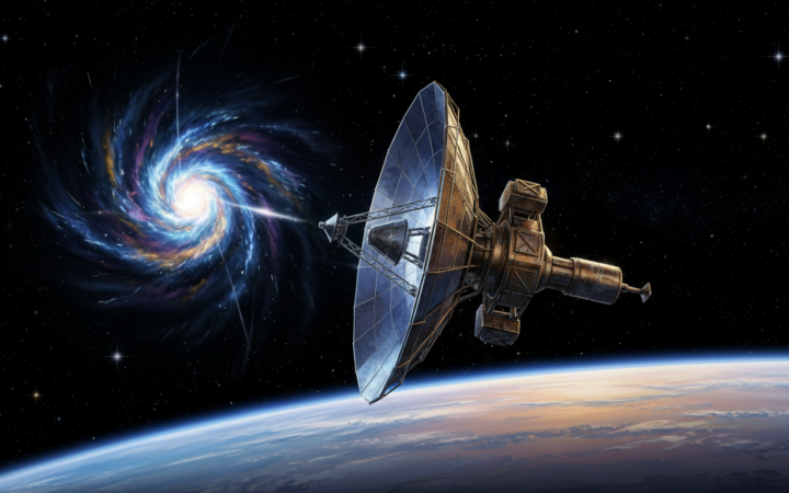Conceptual space telescope above Earth marking the end of a science mission