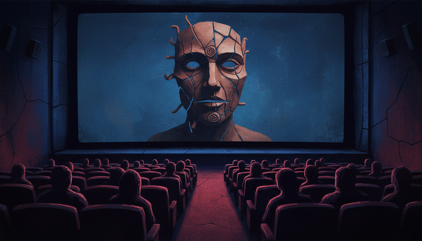 Conceptual movie theater illustration reflecting a horror film's box-office success.