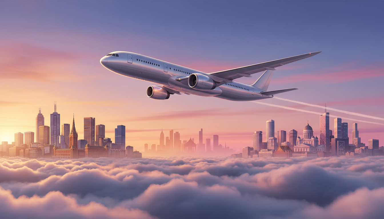 Conceptual long-haul passenger flight connecting Melbourne and Helsinki via Bangkok.