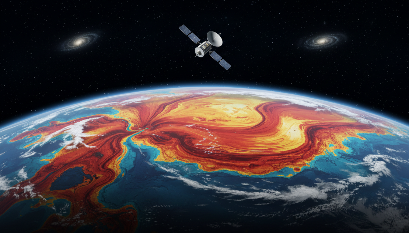 Conceptual illustration of El Niño warming patterns across the Pacific Ocean.