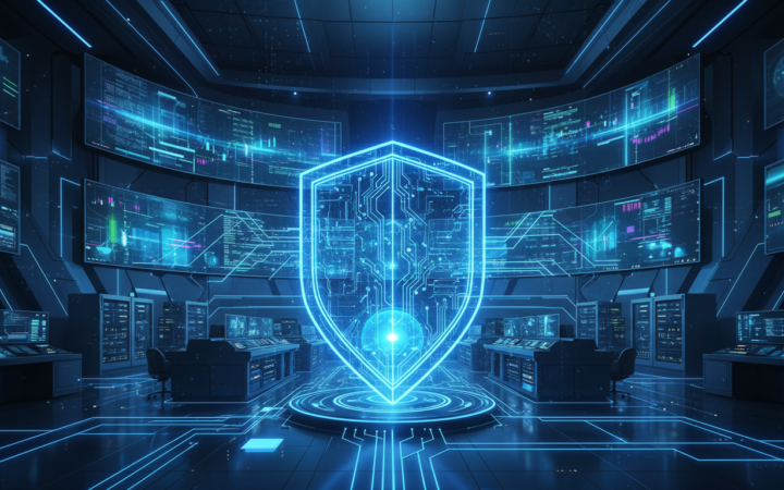 Conceptual cybersecurity shield over digital finance systems in Japan.